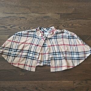 Lord & Taylor Plaid Poncho - Tan, Black, Red